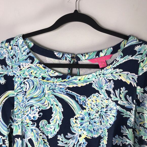 Lilly Pulitzer Size Medium Lula Romper High Tide Navy Scuba Doo Jumper Blue - Picture 3 of 16